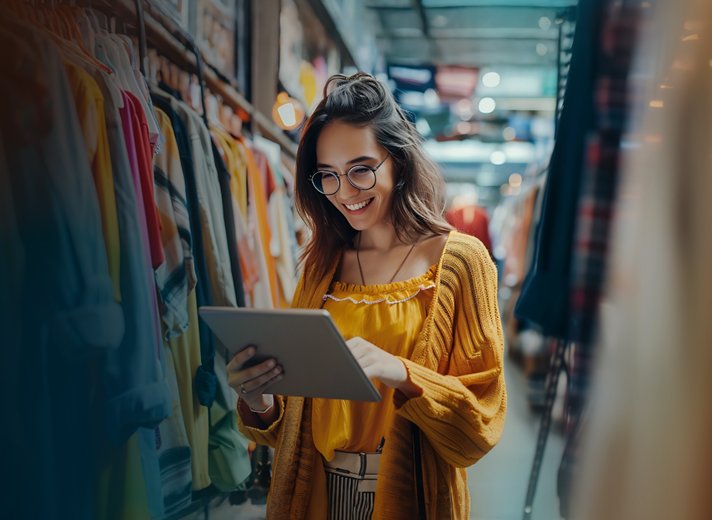Retail team reviewing connected assortment and pricing data
