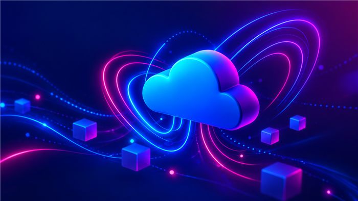 A cloud icon over a glowing data network